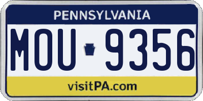 PA license plate MOU9356