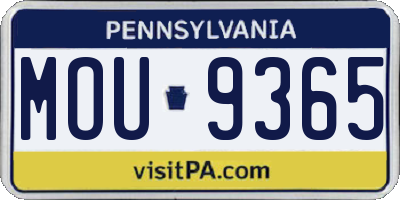 PA license plate MOU9365
