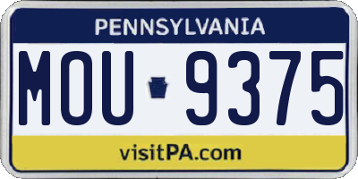 PA license plate MOU9375