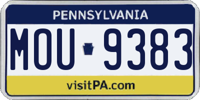 PA license plate MOU9383