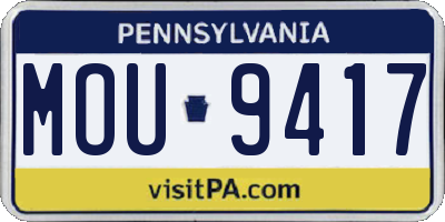 PA license plate MOU9417