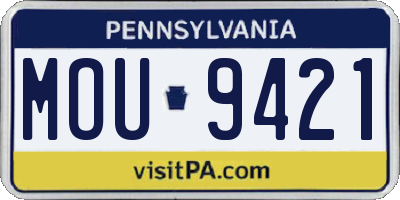 PA license plate MOU9421