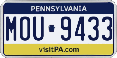 PA license plate MOU9433