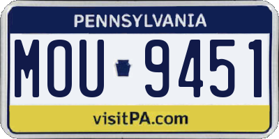 PA license plate MOU9451