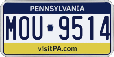 PA license plate MOU9514