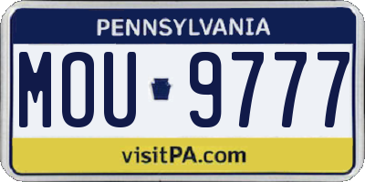 PA license plate MOU9777
