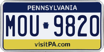 PA license plate MOU9820