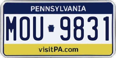 PA license plate MOU9831
