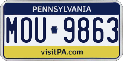 PA license plate MOU9863