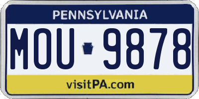 PA license plate MOU9878