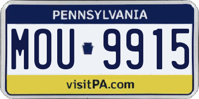 PA license plate MOU9915