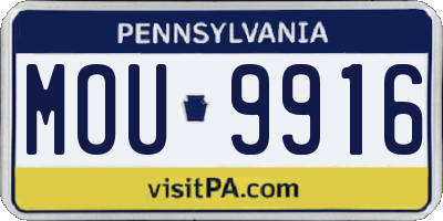 PA license plate MOU9916