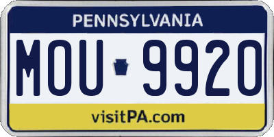 PA license plate MOU9920