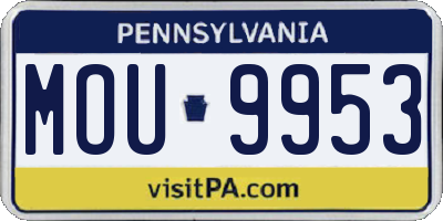 PA license plate MOU9953