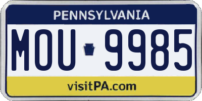 PA license plate MOU9985