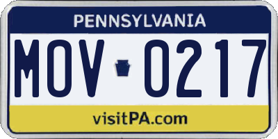PA license plate MOV0217