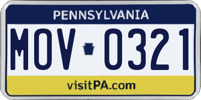 PA license plate MOV0321
