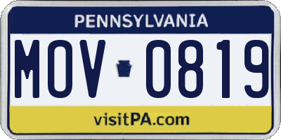 PA license plate MOV0819