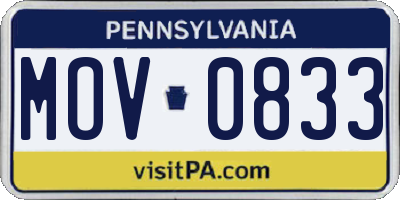 PA license plate MOV0833