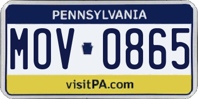 PA license plate MOV0865