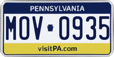 PA license plate MOV0935