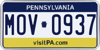PA license plate MOV0937