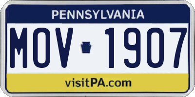 PA license plate MOV1907