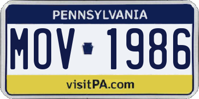 PA license plate MOV1986