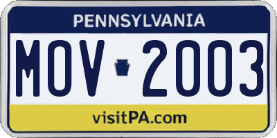 PA license plate MOV2003