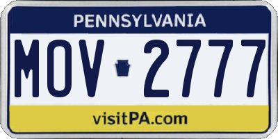 PA license plate MOV2777
