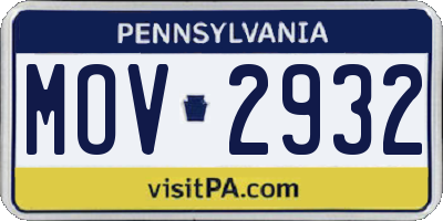 PA license plate MOV2932