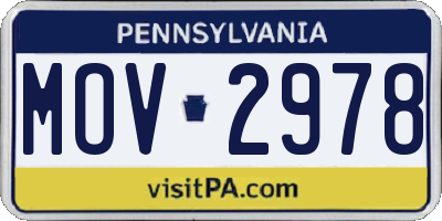 PA license plate MOV2978