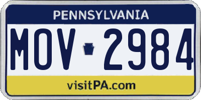 PA license plate MOV2984