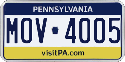 PA license plate MOV4005