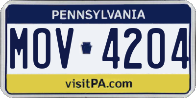 PA license plate MOV4204