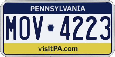 PA license plate MOV4223