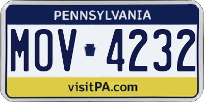 PA license plate MOV4232