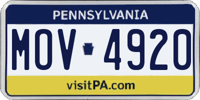 PA license plate MOV4920