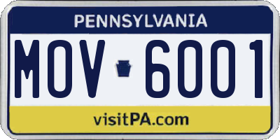 PA license plate MOV6001