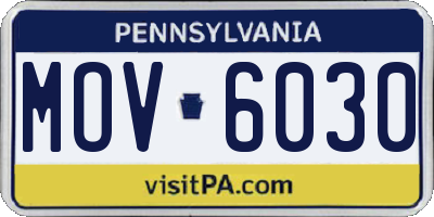 PA license plate MOV6030