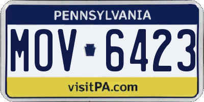 PA license plate MOV6423