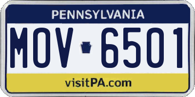 PA license plate MOV6501