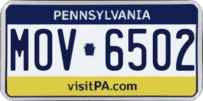 PA license plate MOV6502
