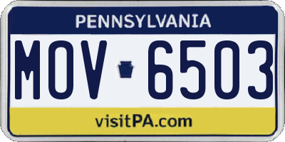 PA license plate MOV6503