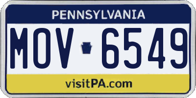 PA license plate MOV6549