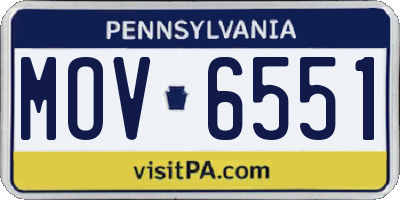 PA license plate MOV6551