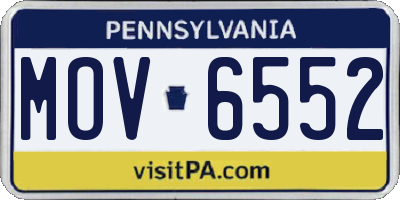 PA license plate MOV6552