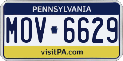 PA license plate MOV6629