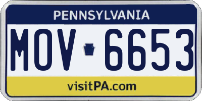 PA license plate MOV6653