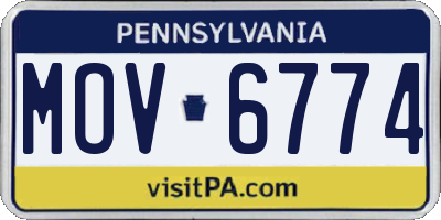 PA license plate MOV6774